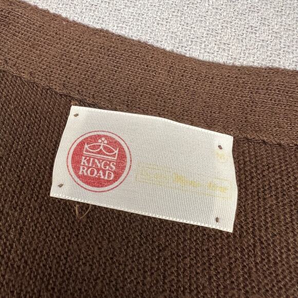 Vtg Sears Kings Road Cardigan Sweater Mens Medium Brown Knit Grandpa Kurt Cobain - Picture 4 of 6